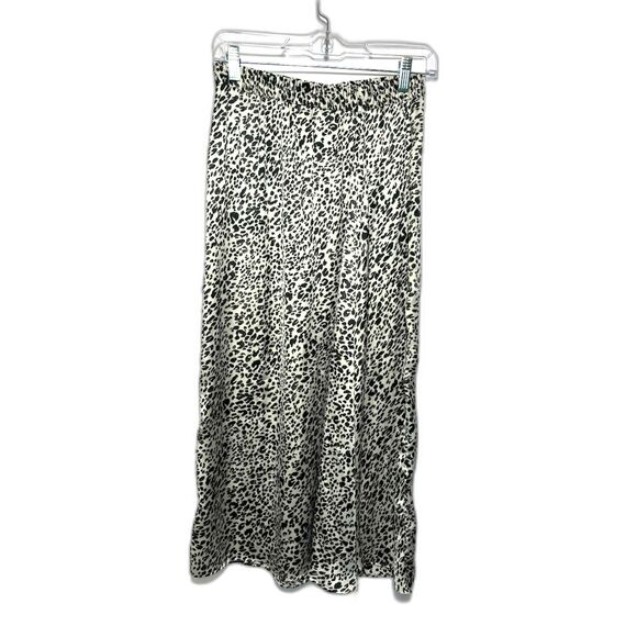 Zara Slip Skirt Women's Medium Animal Print Cheetah Leopard White Black Satin - Picture 1 of 2